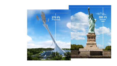 what is the height of the statue of liberty in feet